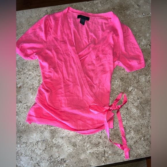 FINAL HOURS! Express Cashmere Cotton Pink Wrap Blouse Size Small in Excellent! - Picture 3 of 6